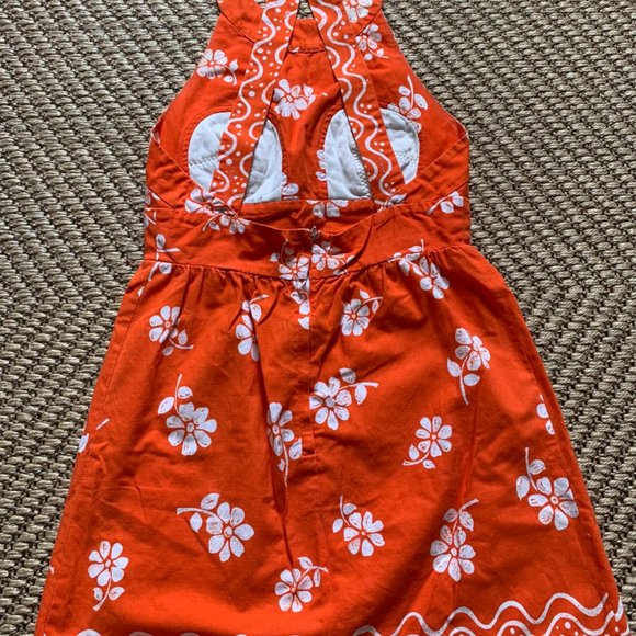 Vintage 60s Halter Orange Mini Dress - Picture 5 of 7